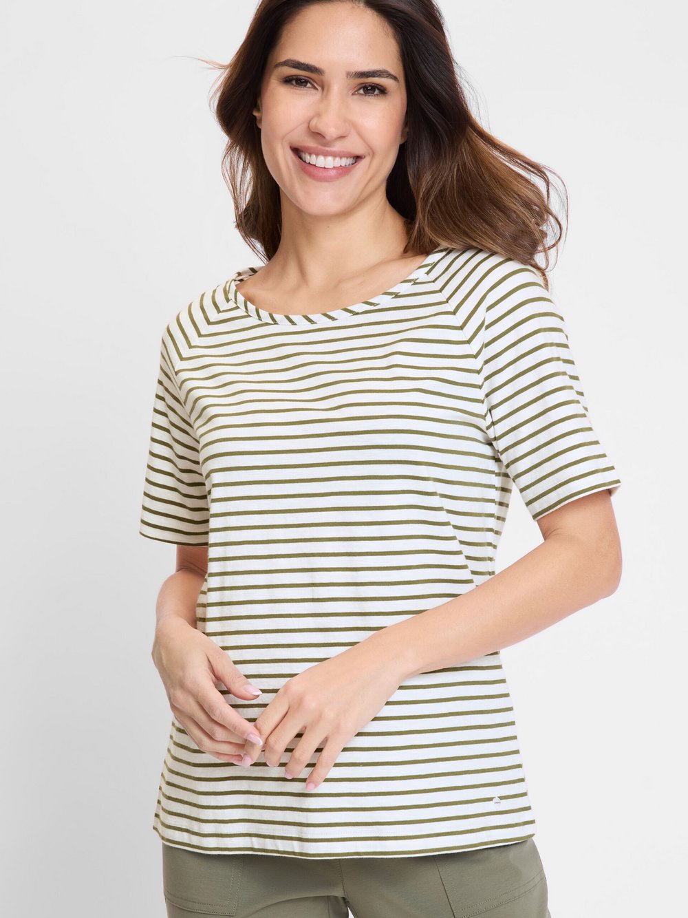 Olsen Shirt Damen Baumwolle grün gestreift, 38