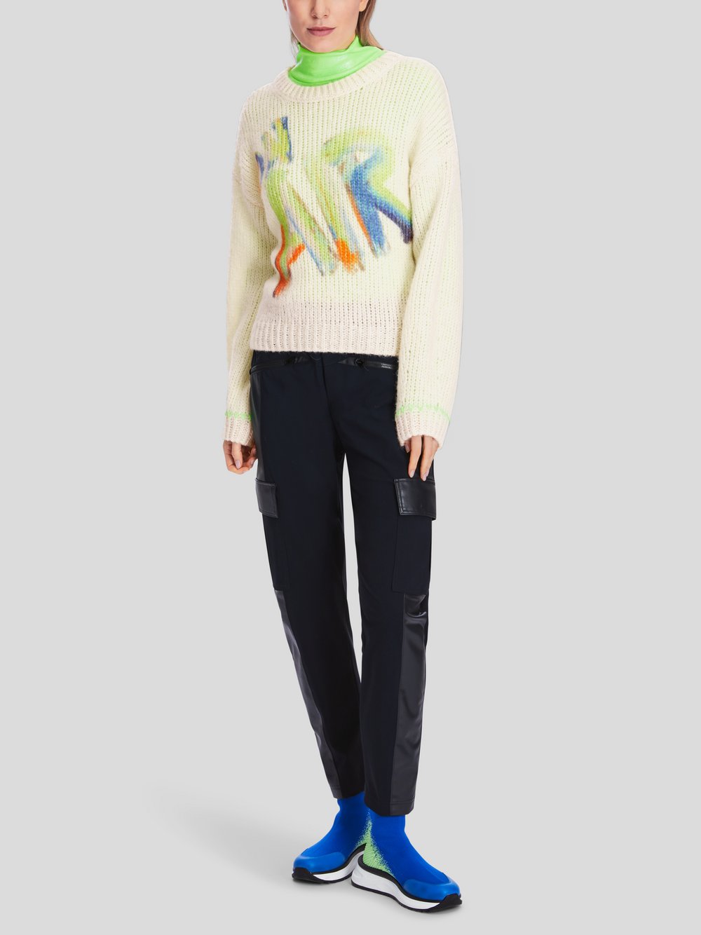 Marc Cain Pullover Damen Wolle weiß gemustert, 34