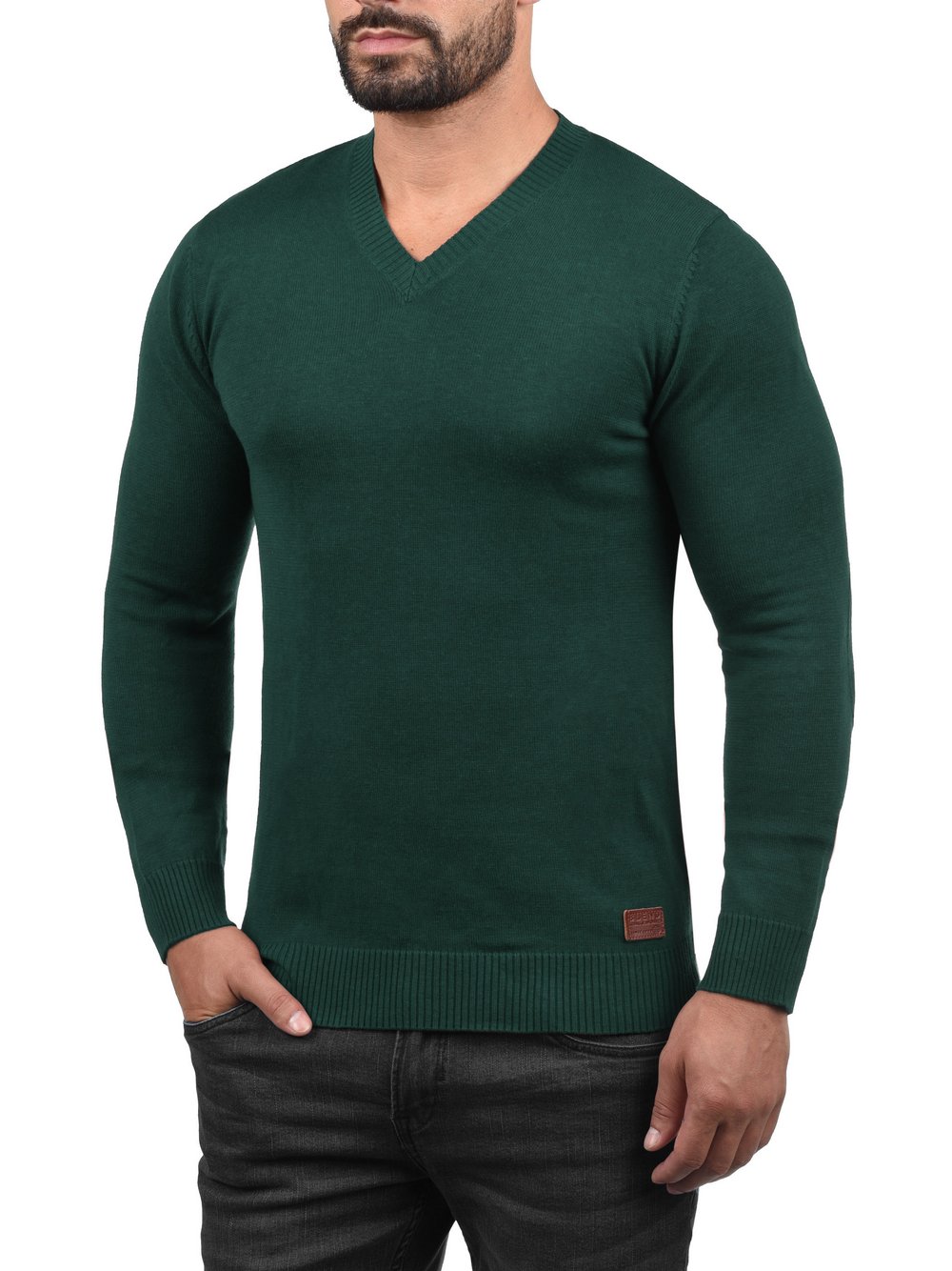 Thumbnail - BLEND Strickpullover Herren Baumwolle grün, XL