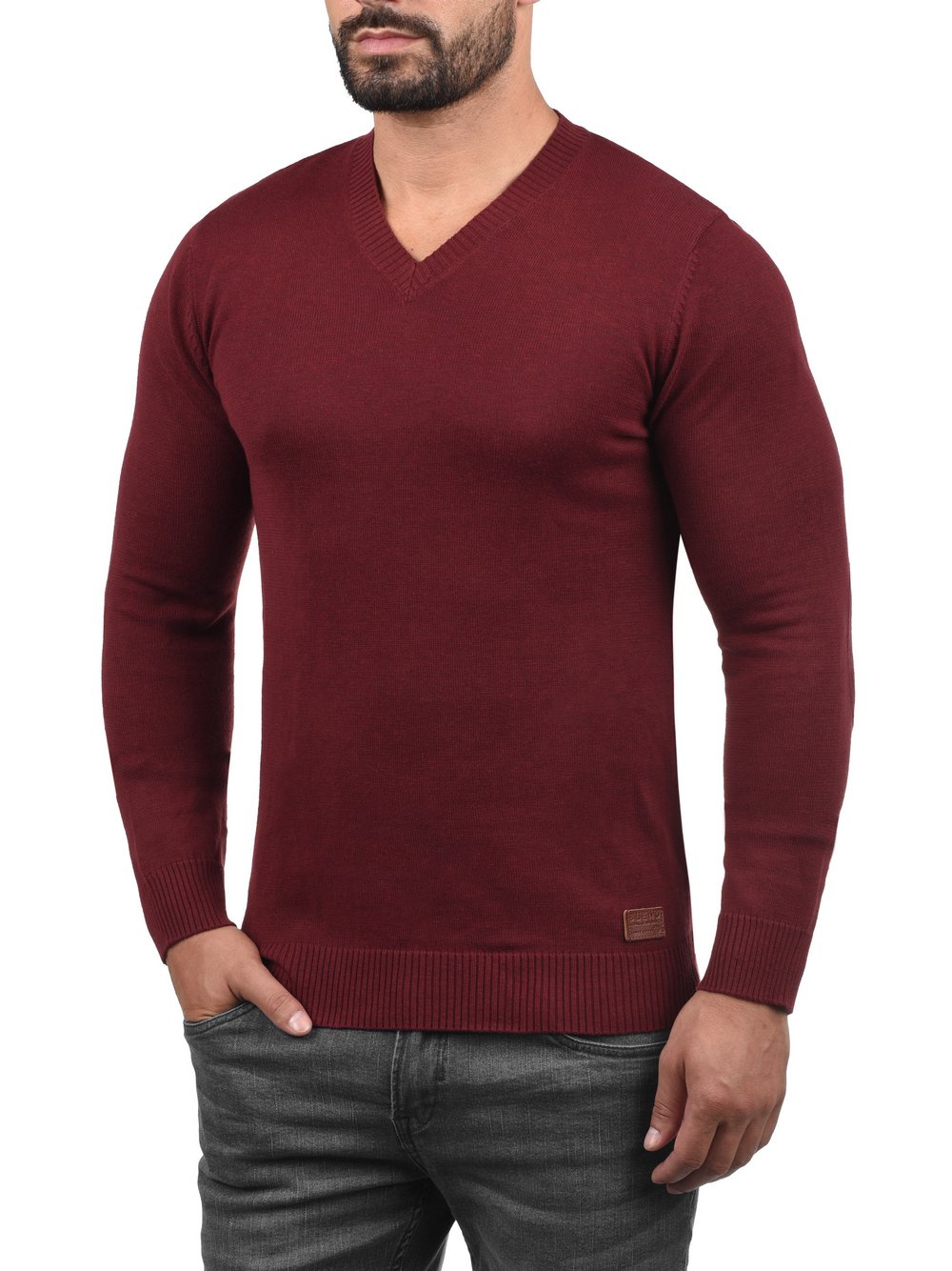 BLEND Strickpullover Herren Baumwolle rot, L