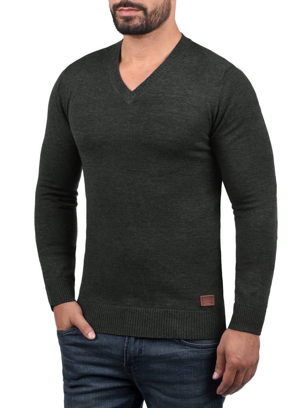 BLEND Strickpullover Herren Baumwolle grau, S