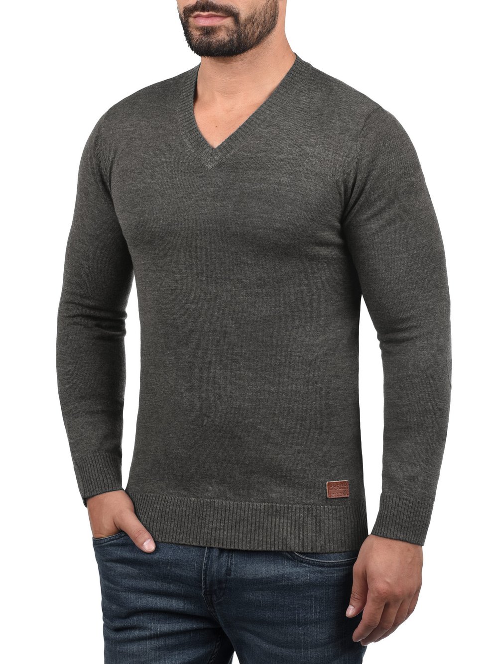 Thumbnail - BLEND Strickpullover Herren Baumwolle grau, XXL