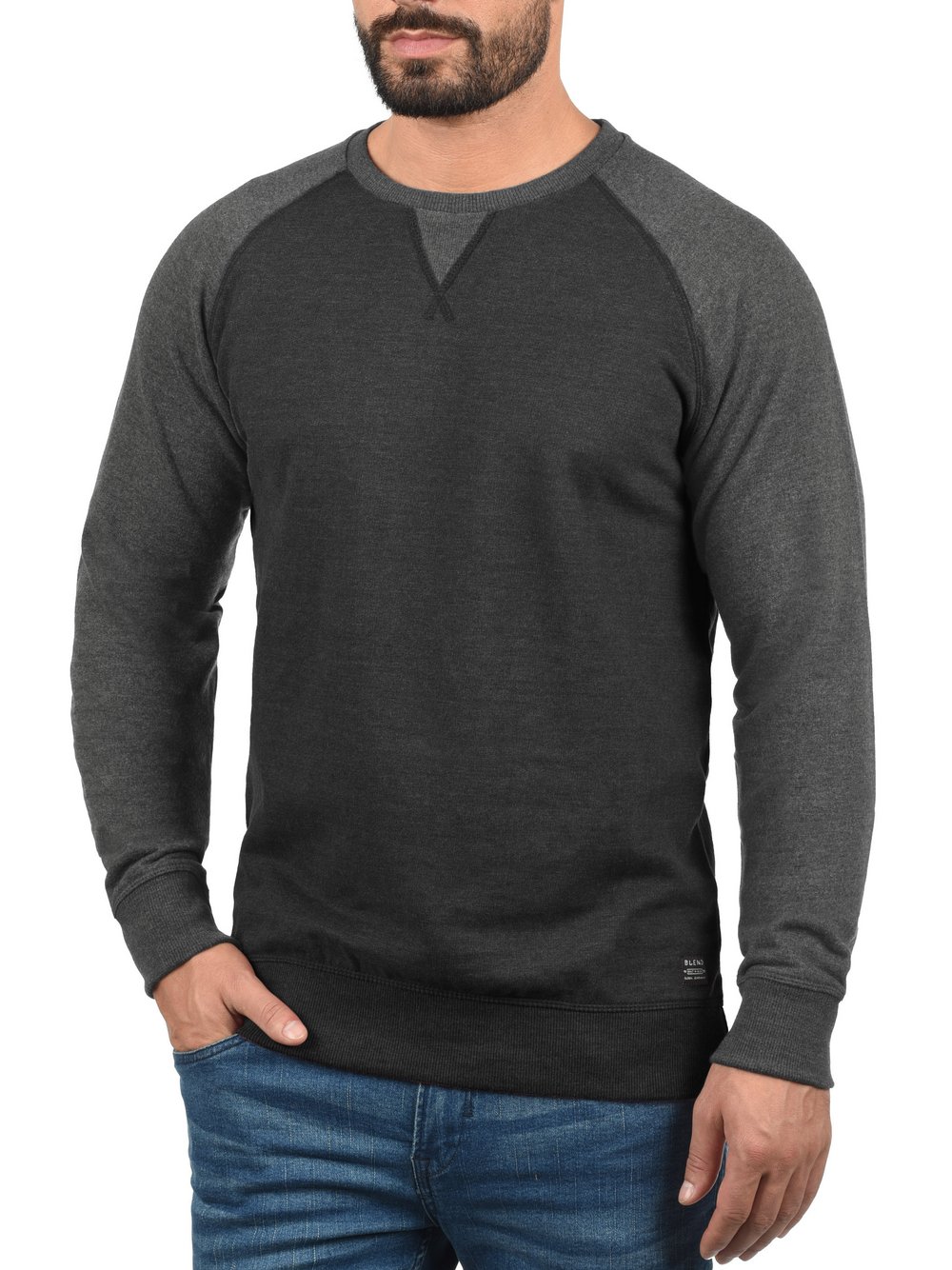 Thumbnail - BLEND Sweatshirt Herren Baumwolle grau gemustert, L