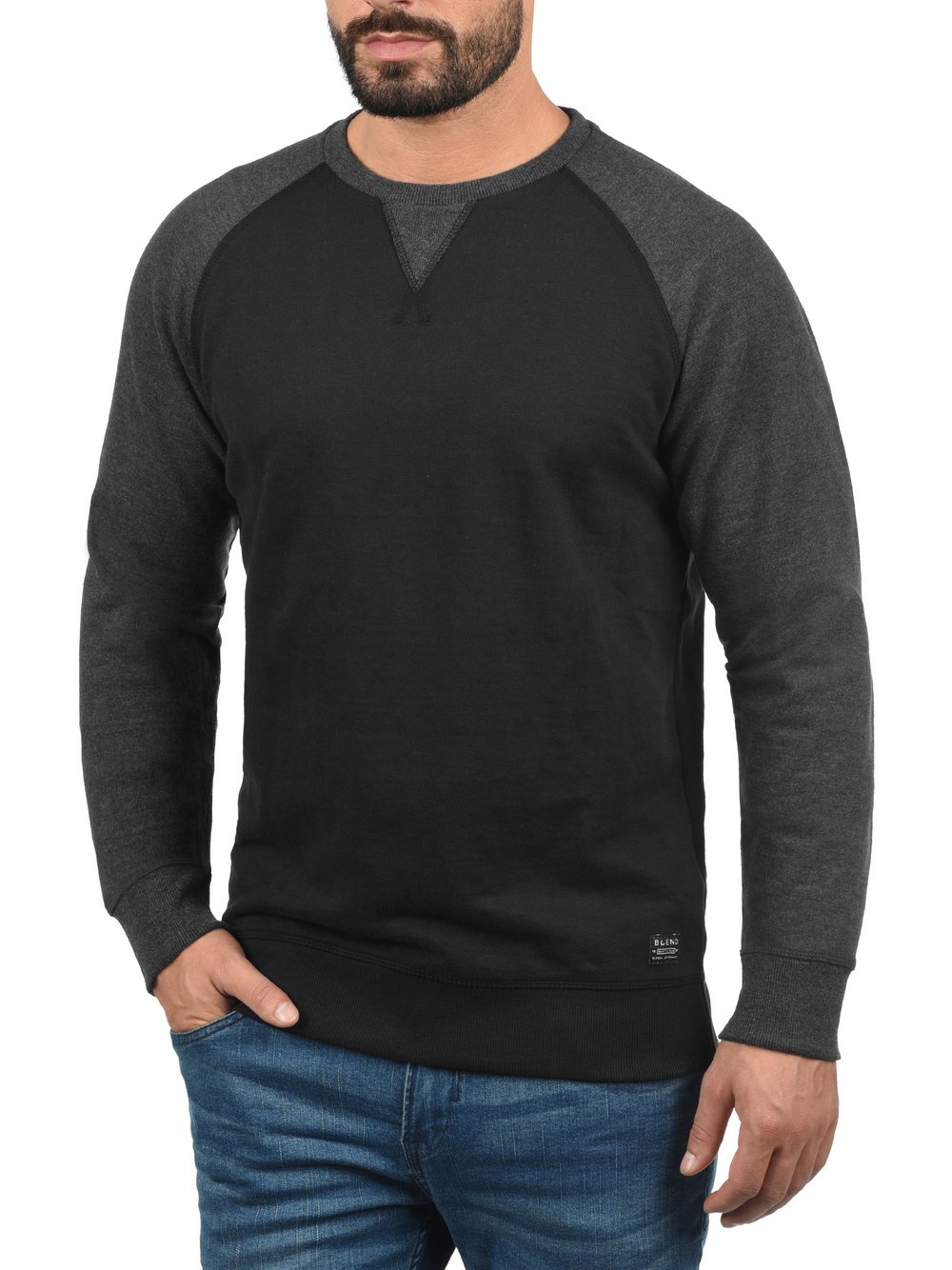 Thumbnail - BLEND Sweatshirt Herren Baumwolle schwarz gemustert, S