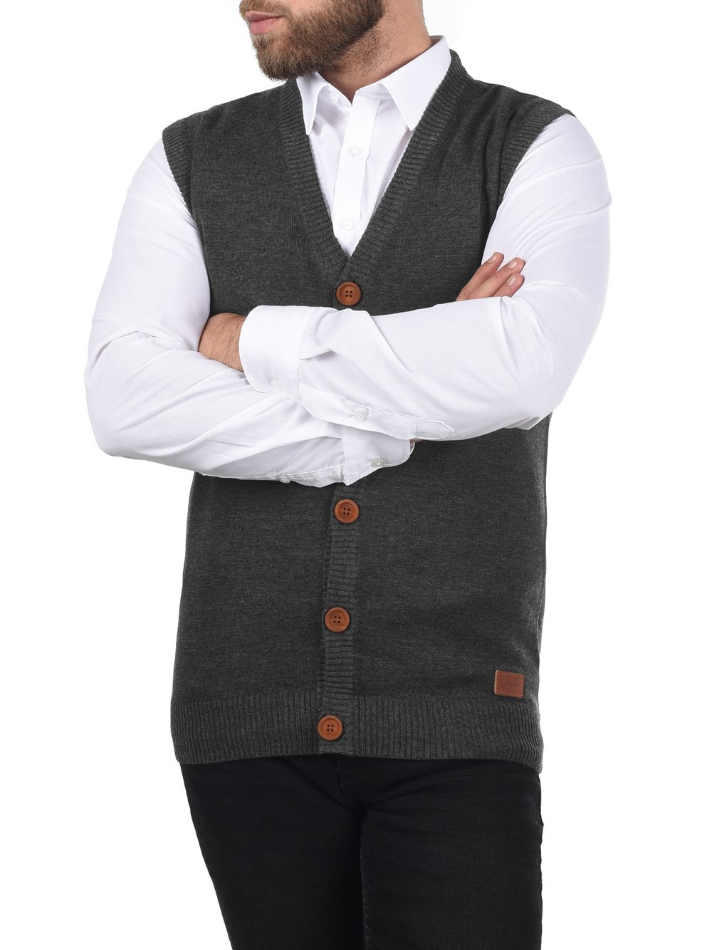 BLEND Pullunder Herren Baumwolle grau, L