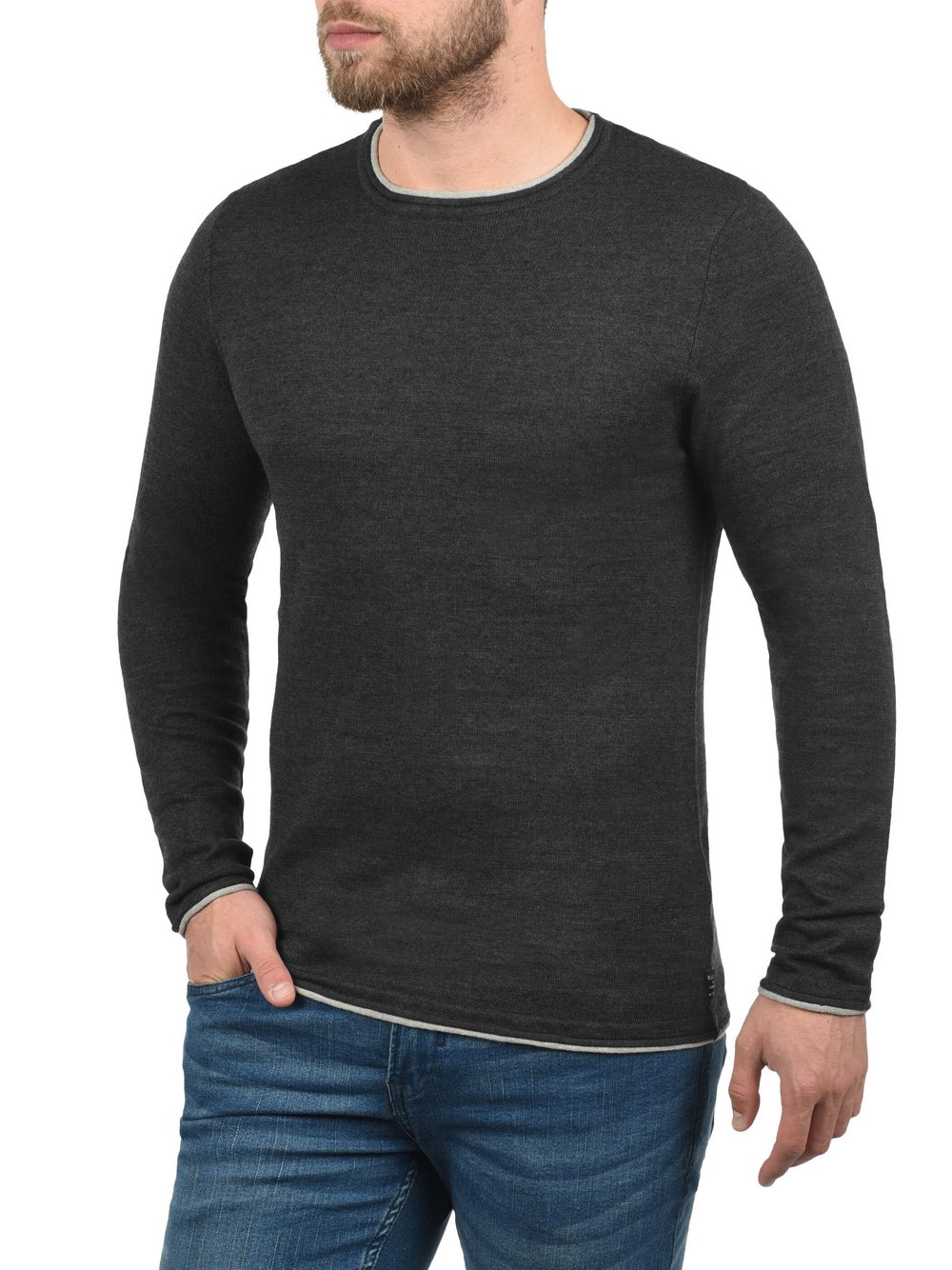 Thumbnail - BLEND Rundhalspullover Herren Baumwolle grau, XXL