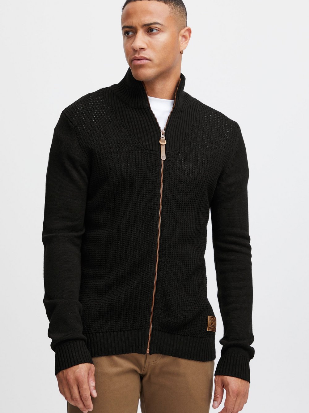 Thumbnail - Solid Strickjacke Herren Baumwolle schwarz, XXL