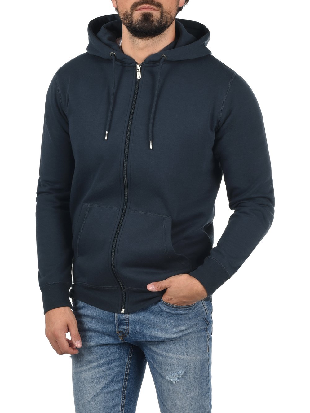 Thumbnail - Solid Kapuzensweatjacke Herren Baumwolle blau, XXL