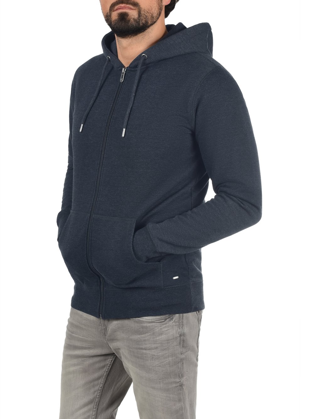 Solid Kapuzensweatjacke Herren Baumwolle blau, L