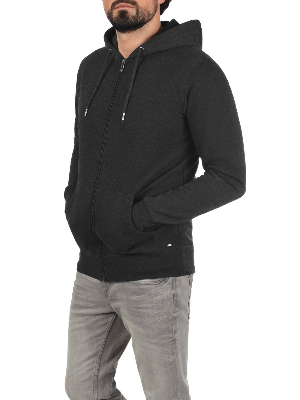 Solid Kapuzensweatjacke Herren Baumwolle grau, XL