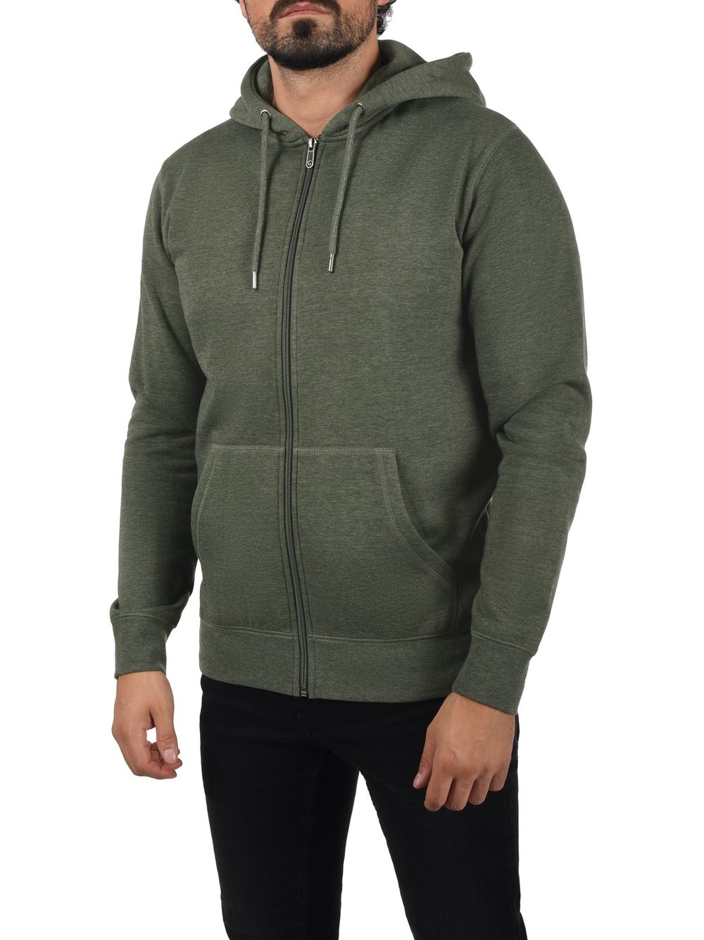 Thumbnail - Solid Kapuzensweatjacke Herren Baumwolle grün, L
