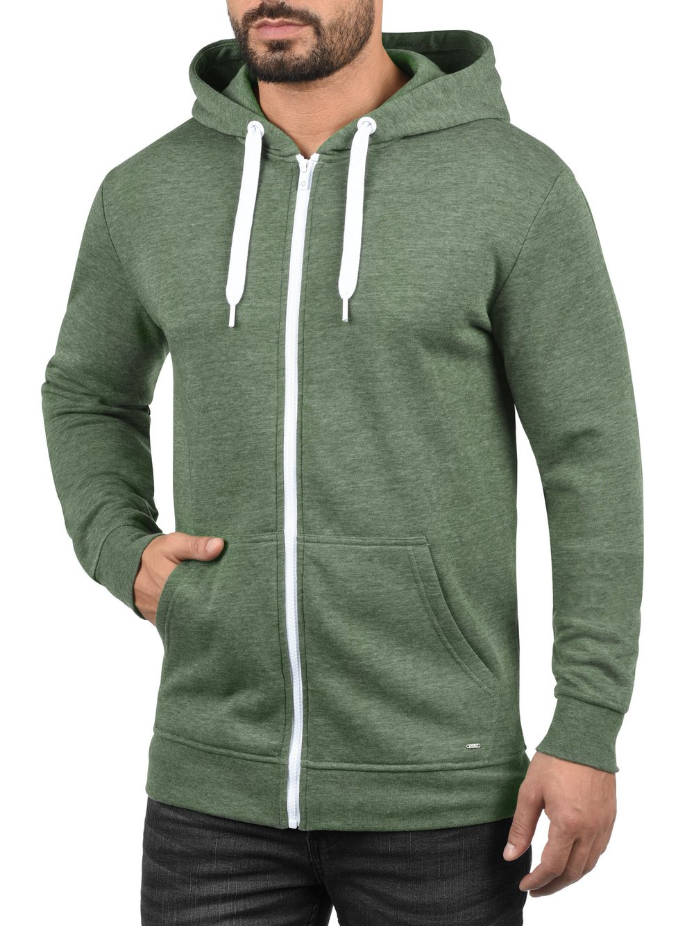Thumbnail - Solid Kapuzensweatjacke Herren grün, L