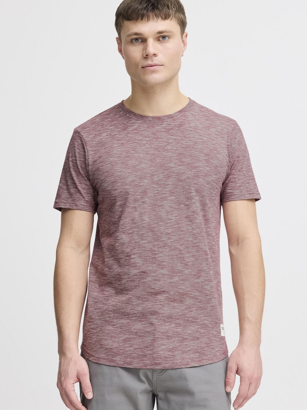 Solid Rundhalsshirt Herren Baumwolle rot meliert, XXL