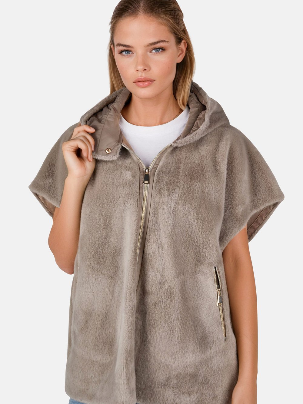 White Label Poncho-Weste Damen grau, 38