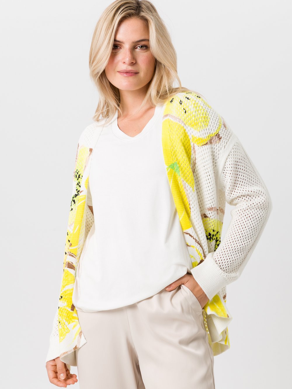 TUZZI Strickjacke Damen Baumwolle mehrfarbig bedruckt, 38