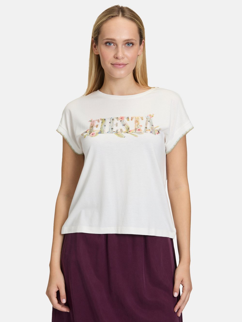 Cartoon Casual-Shirt Damen Baumwolle weiß bedruckt, 40