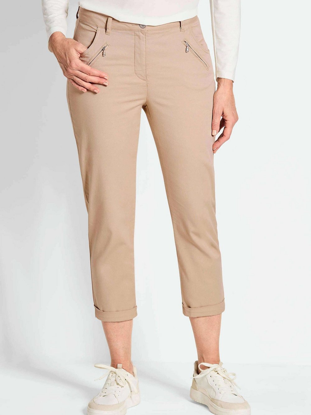 Goldner Chino-Hose Damen Baumwolle braun, 46