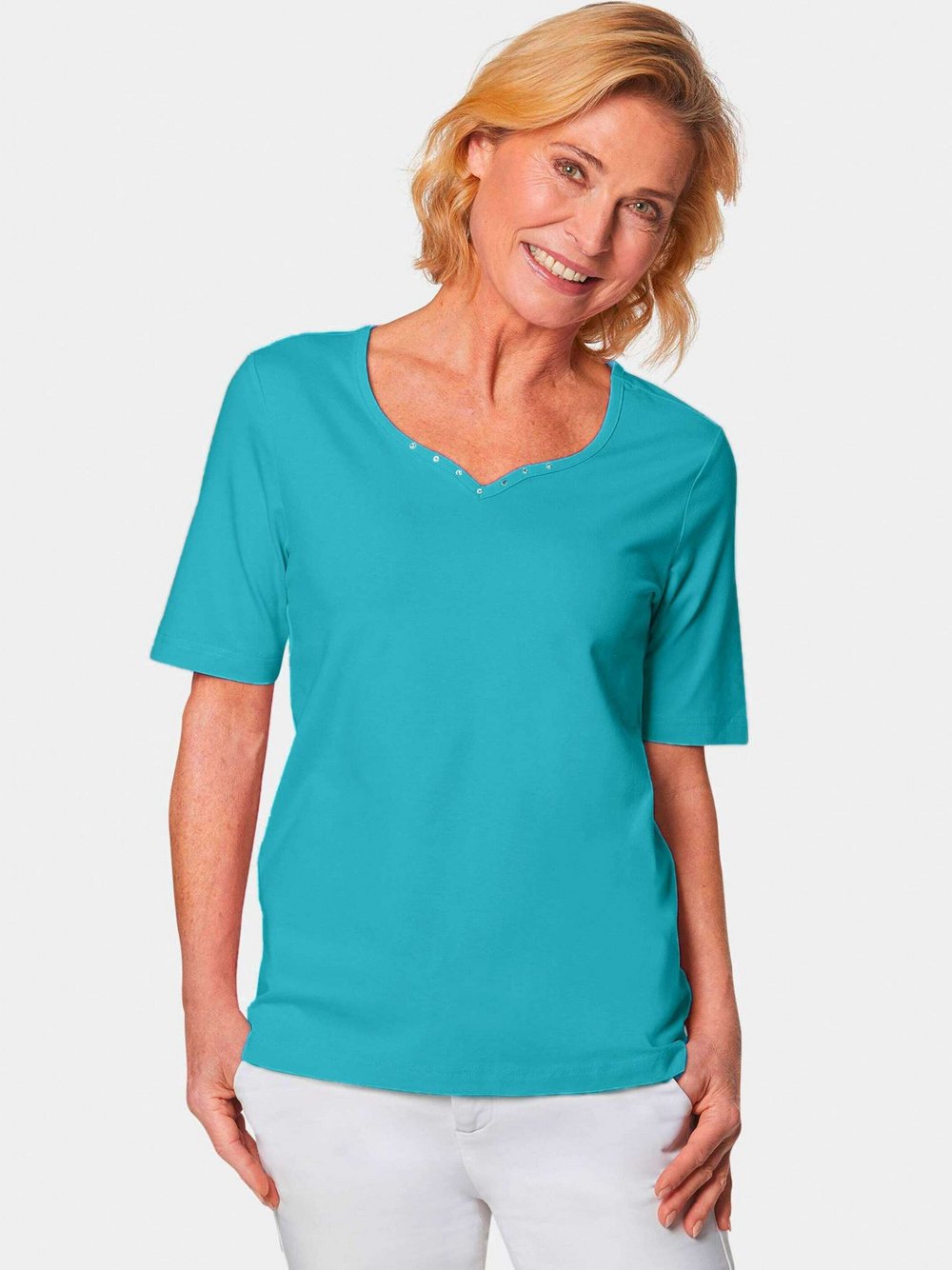 Goldner T-Shirt Damen Baumwolle mehrfarbig, 42
