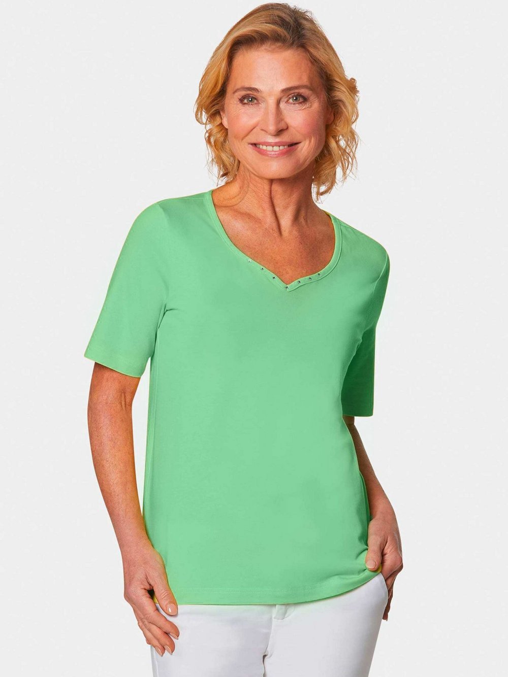 Goldner T-Shirt Damen Baumwolle grün, 54