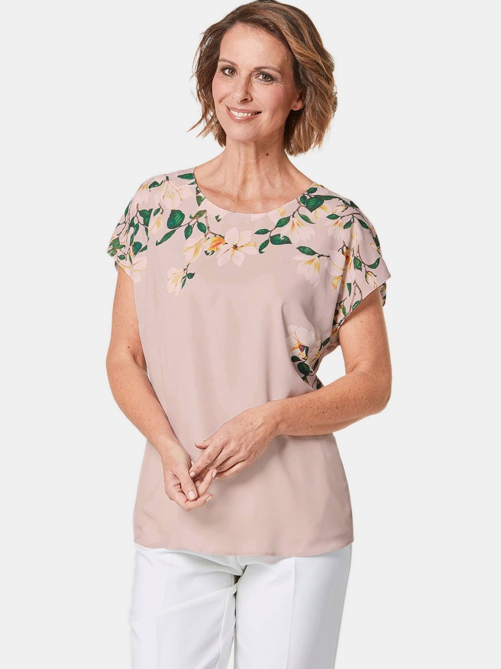Goldner Schlupfbluse Damen rot gemustert, 48