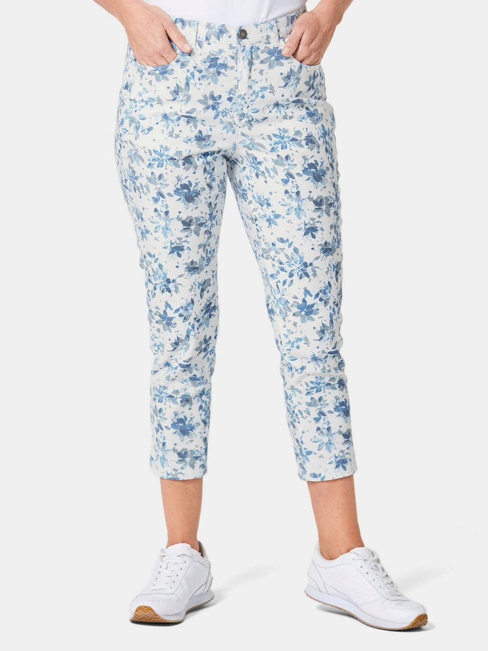 Goldner Druckhose Damen Baumwolle blau gemustert, 42