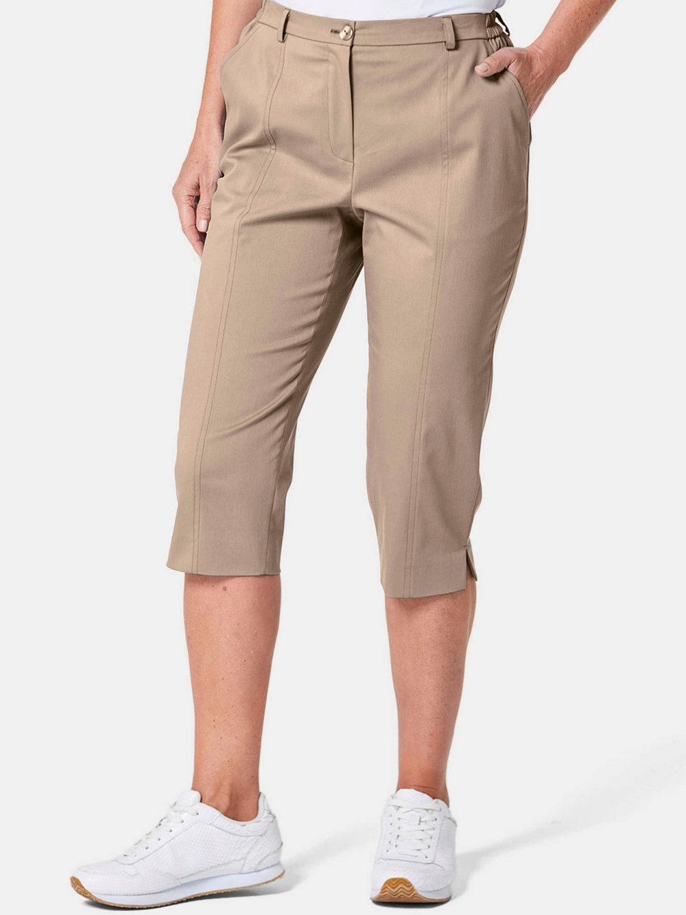 Thumbnail - Goldner Verkürzte Satinhose Damen Baumwolle braun, 50