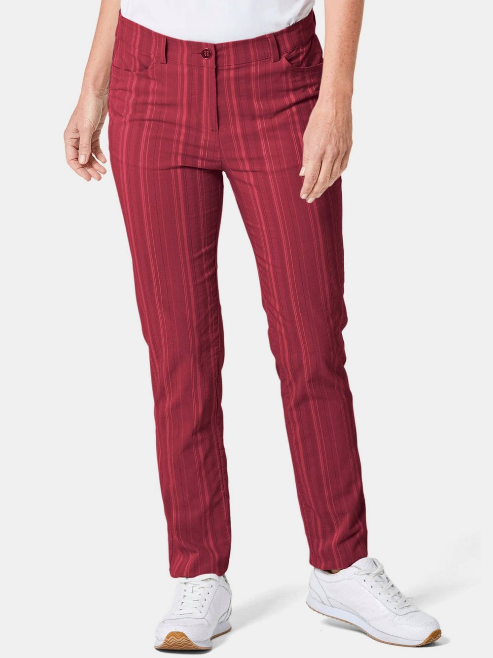 Goldner Struktur-Hose Damen Viskose rot gemustert, 50