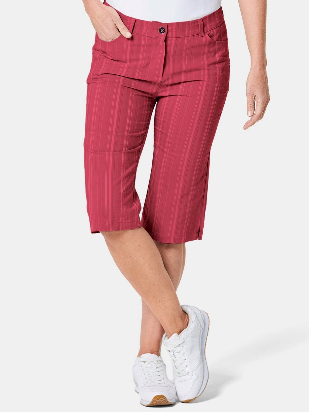 Goldner Struktur-Bermuda Damen Viskose rot gemustert, 38