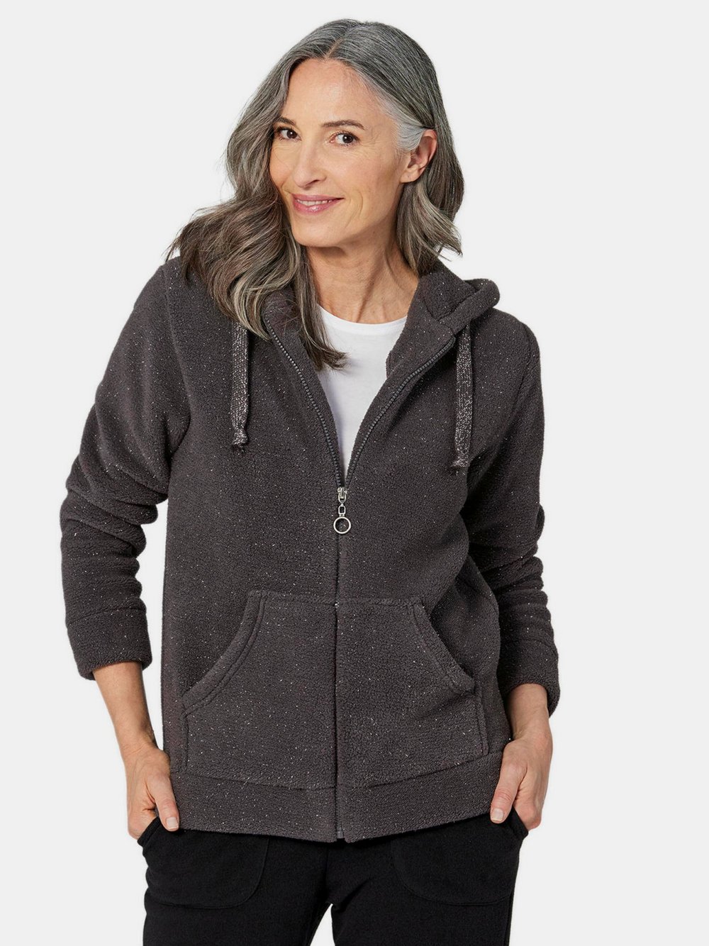 Goldner Flauschjacke Damen grau, 44