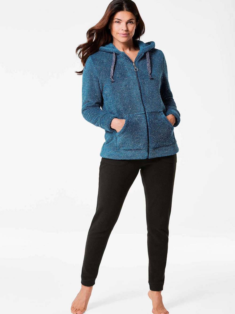 Goldner Flauschjacke Damen blau, 40
