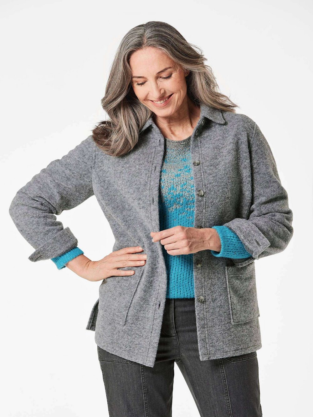 Goldner Hemdjacke Damen grau, 38
