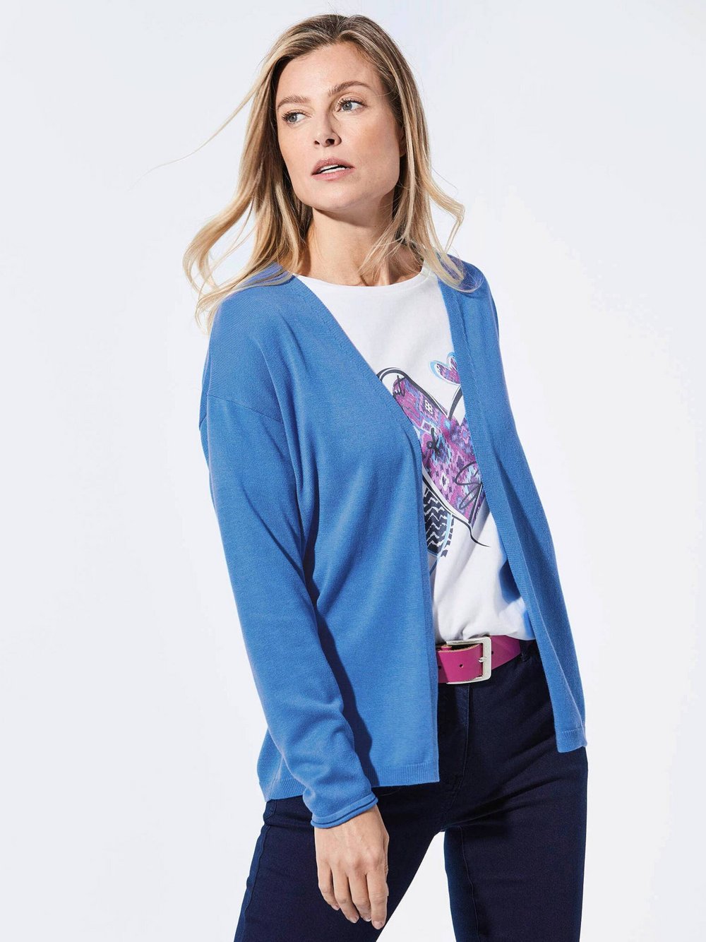Goldner Cardigan Damen Baumwolle blau, 44