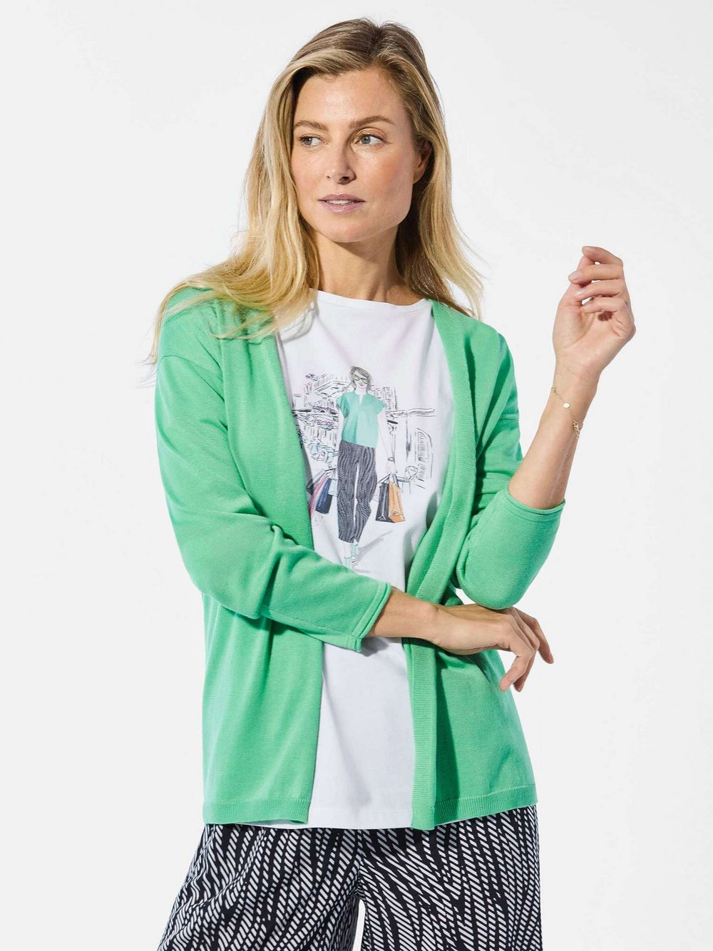 Goldner Cardigan Damen Baumwolle grün, 38