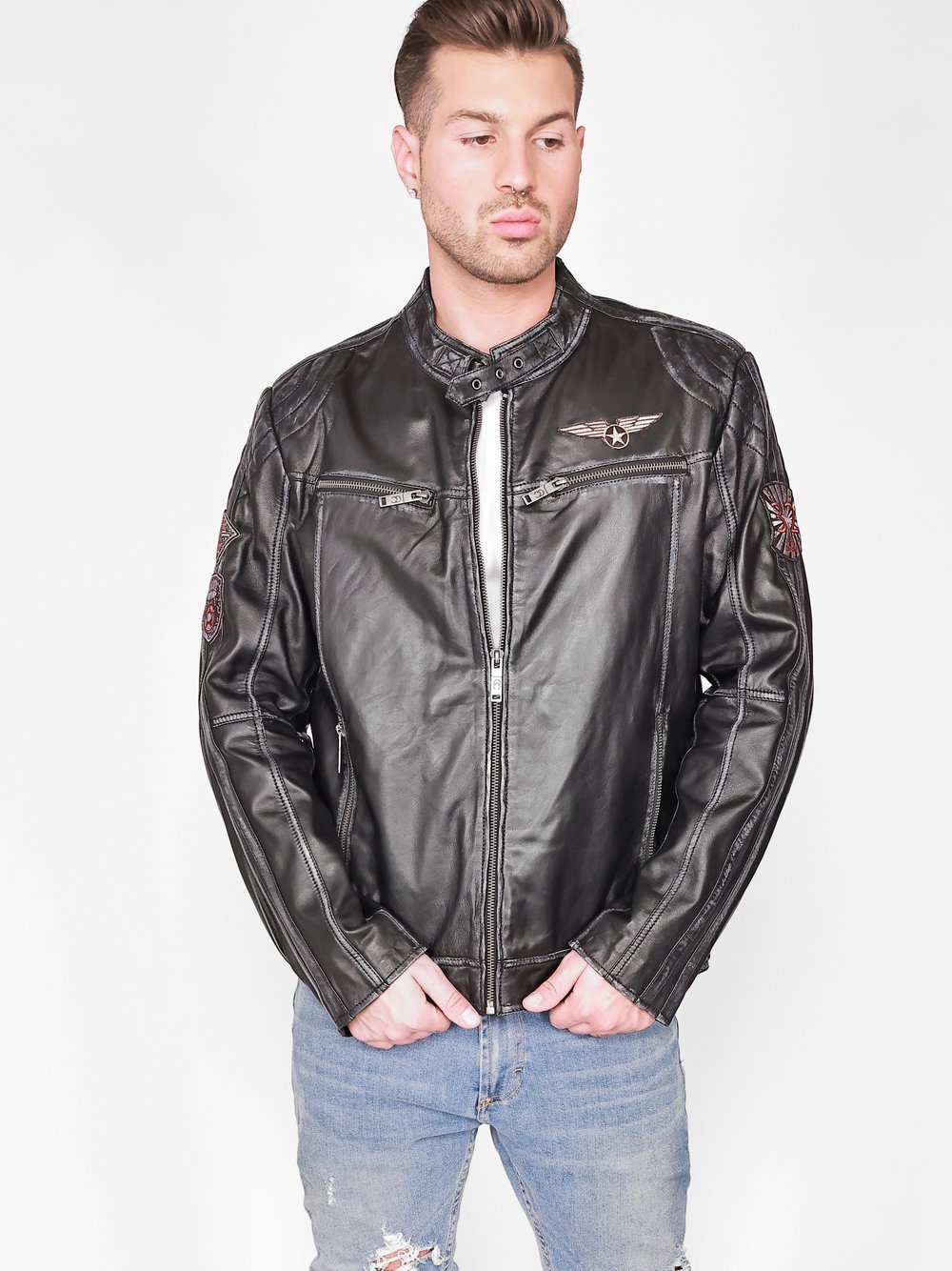 JCC Lederjacke Herren schwarz, 48