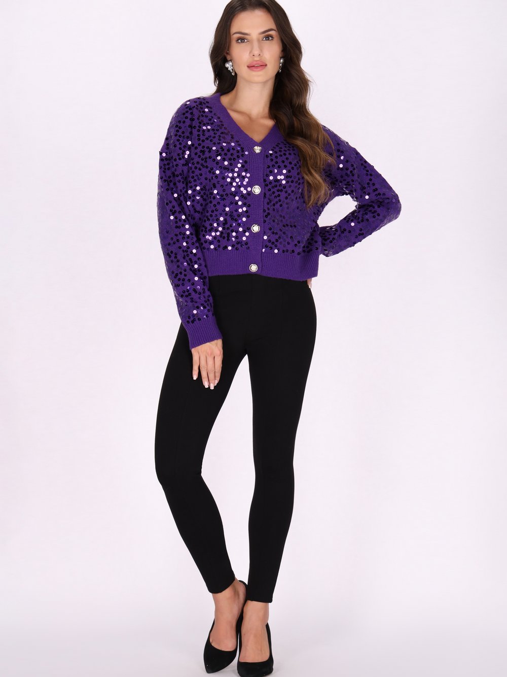 Faina Strickjacke Damen lila, XS/S