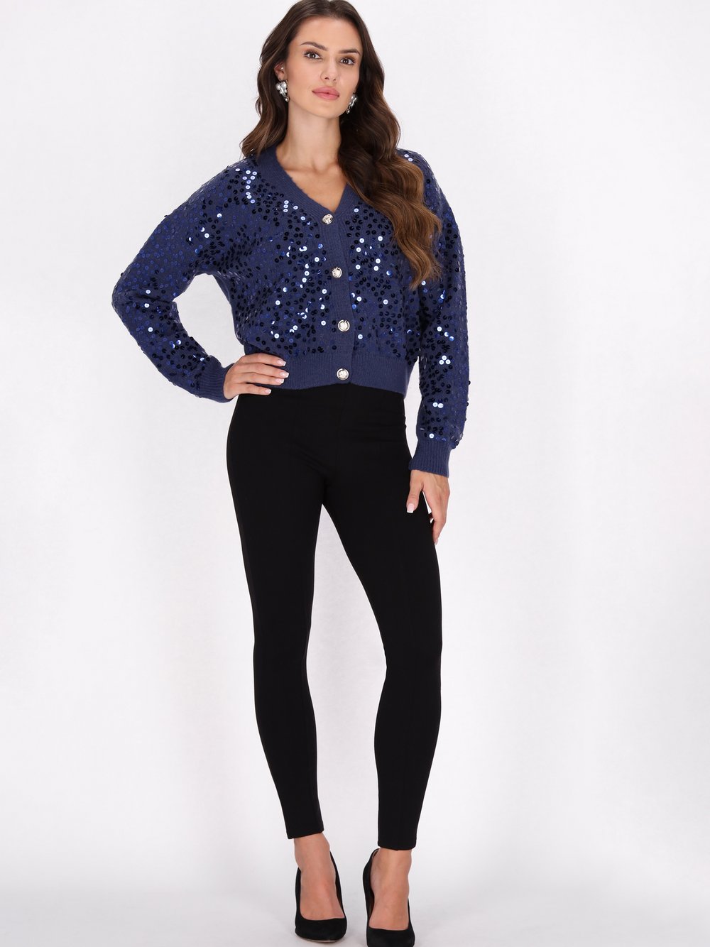 Faina Strickjacke Damen blau, XL/XXL