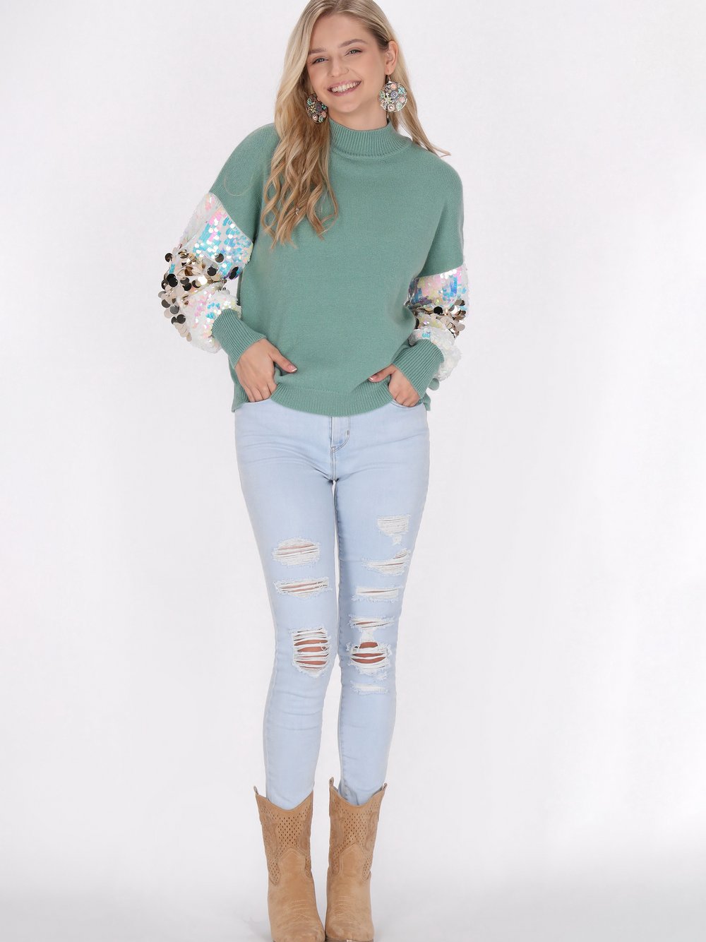 IZIA Pullover Damen Polyamid blau, XL/XXL