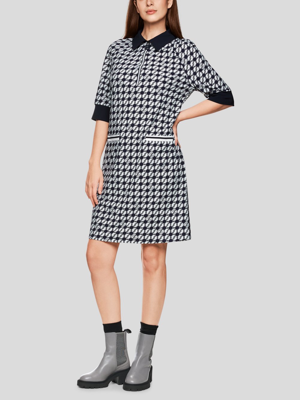 Marc Cain Kleid Damen Polyamid blau gemustert, 34