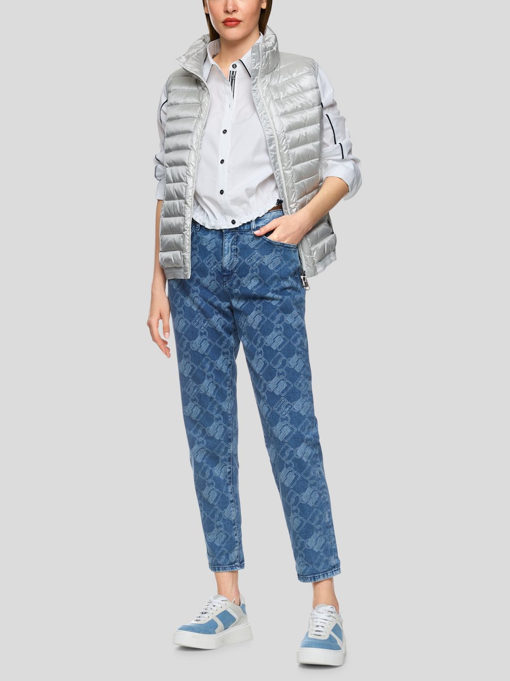 Marc Cain Jeans Damen Baumwolle blau gemustert, 42