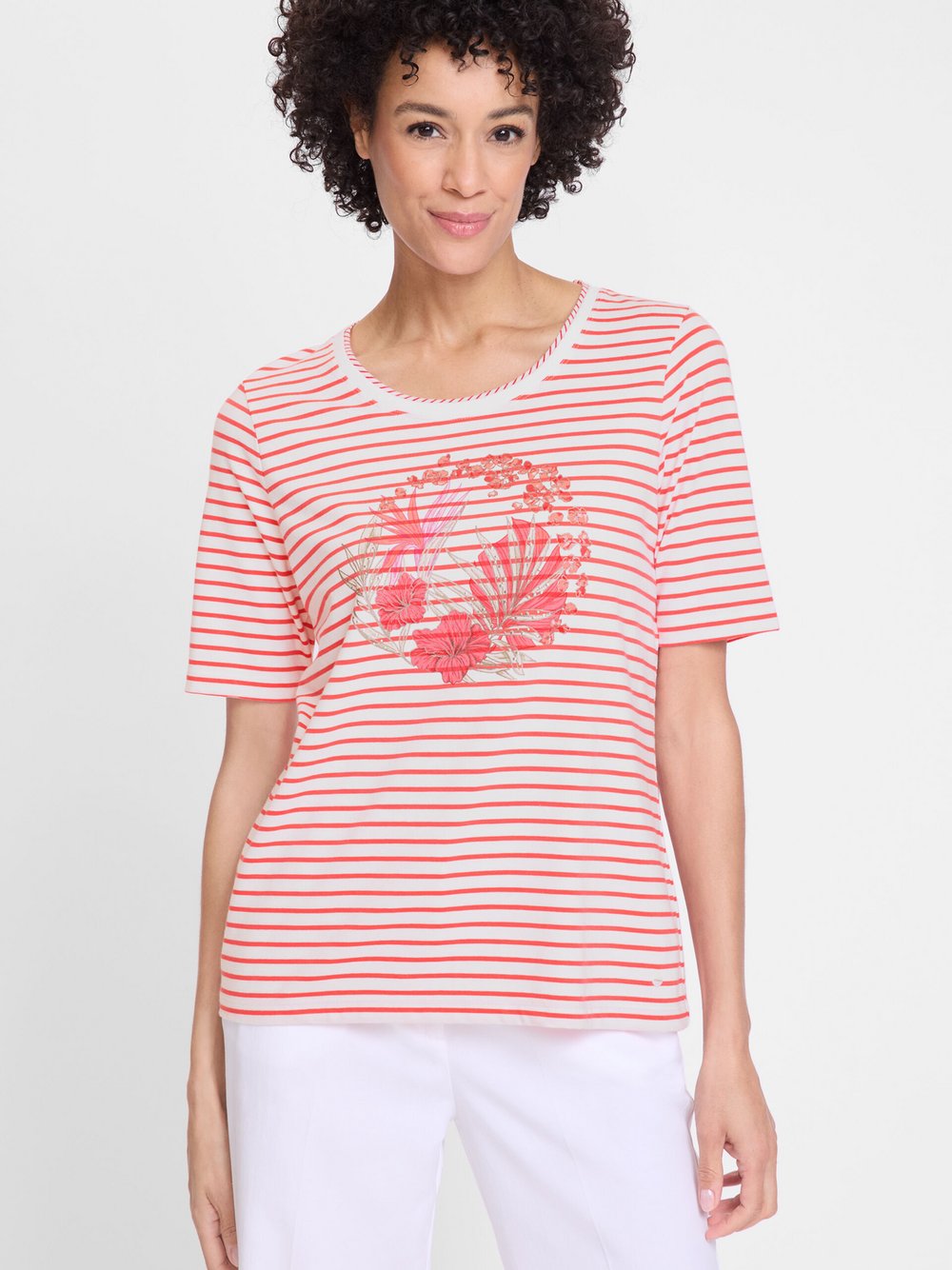 Olsen Shirt Damen Baumwolle rosa gestreift, 38