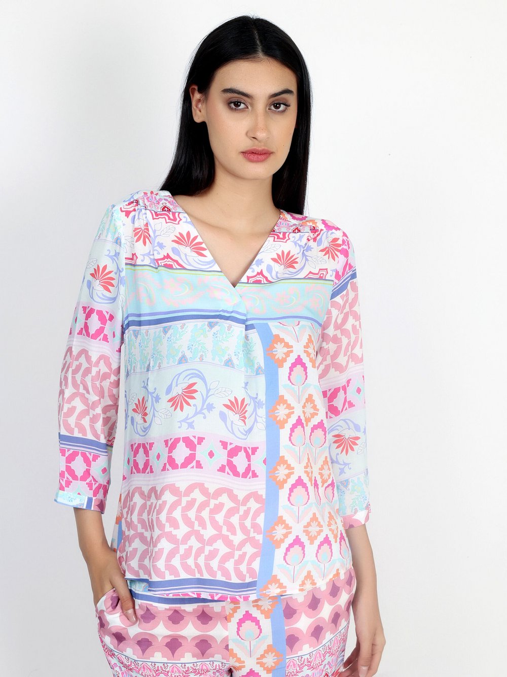 Thumbnail - Vicci Germany Bluse Damen Viskose mehrfarbig bedruckt, 44
