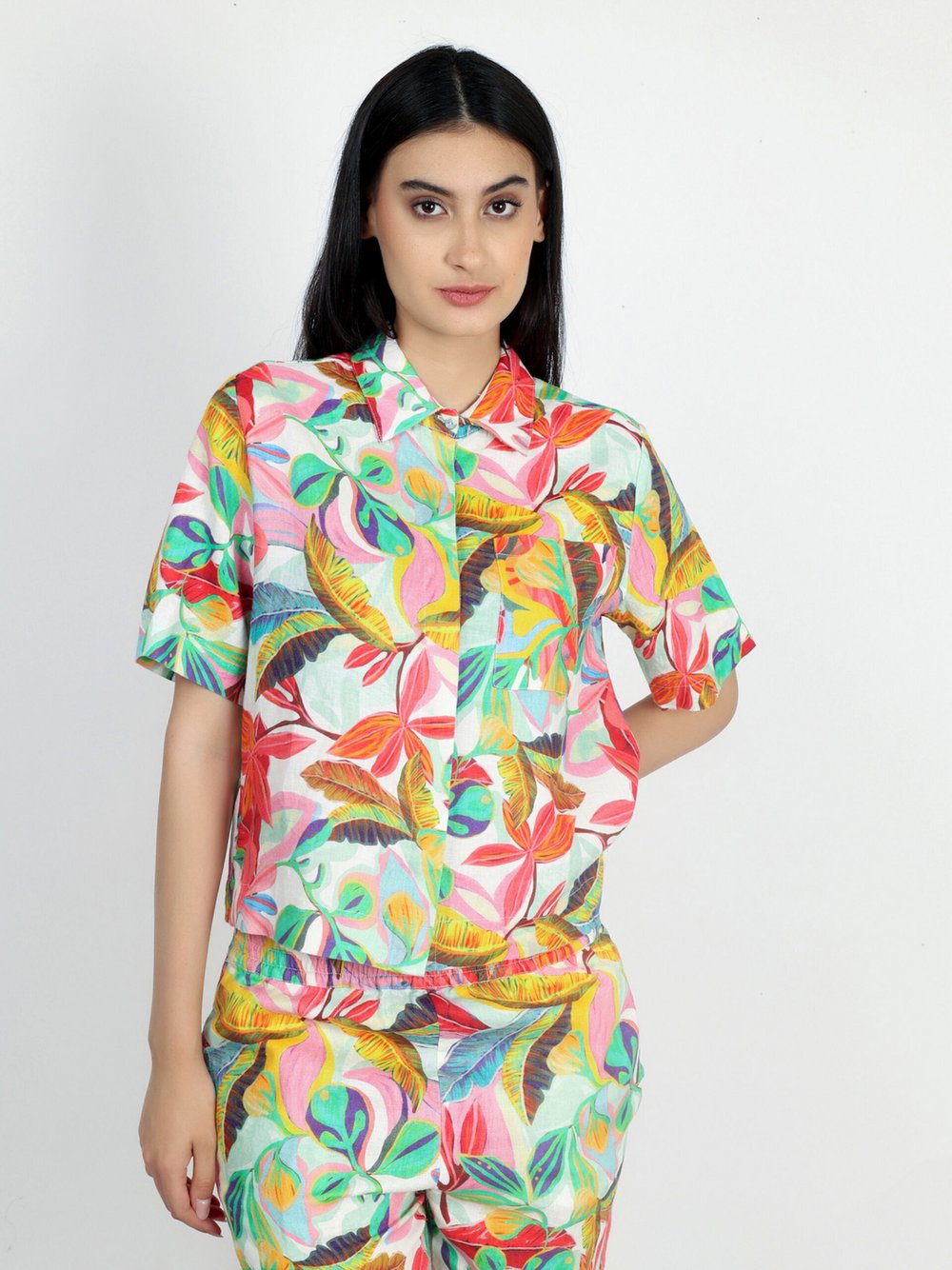 Thumbnail - Vicci Germany Bluse Damen Leinen mehrfarbig bedruckt, 44