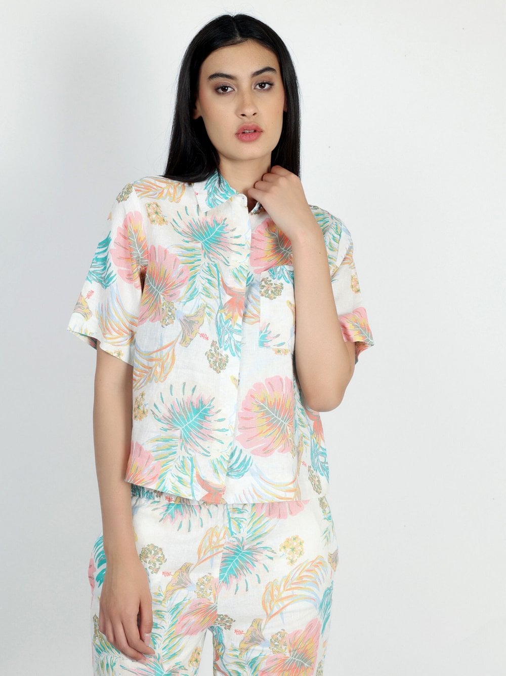 Thumbnail - Vicci Germany Bluse Damen Leinen mehrfarbig gemustert, 36