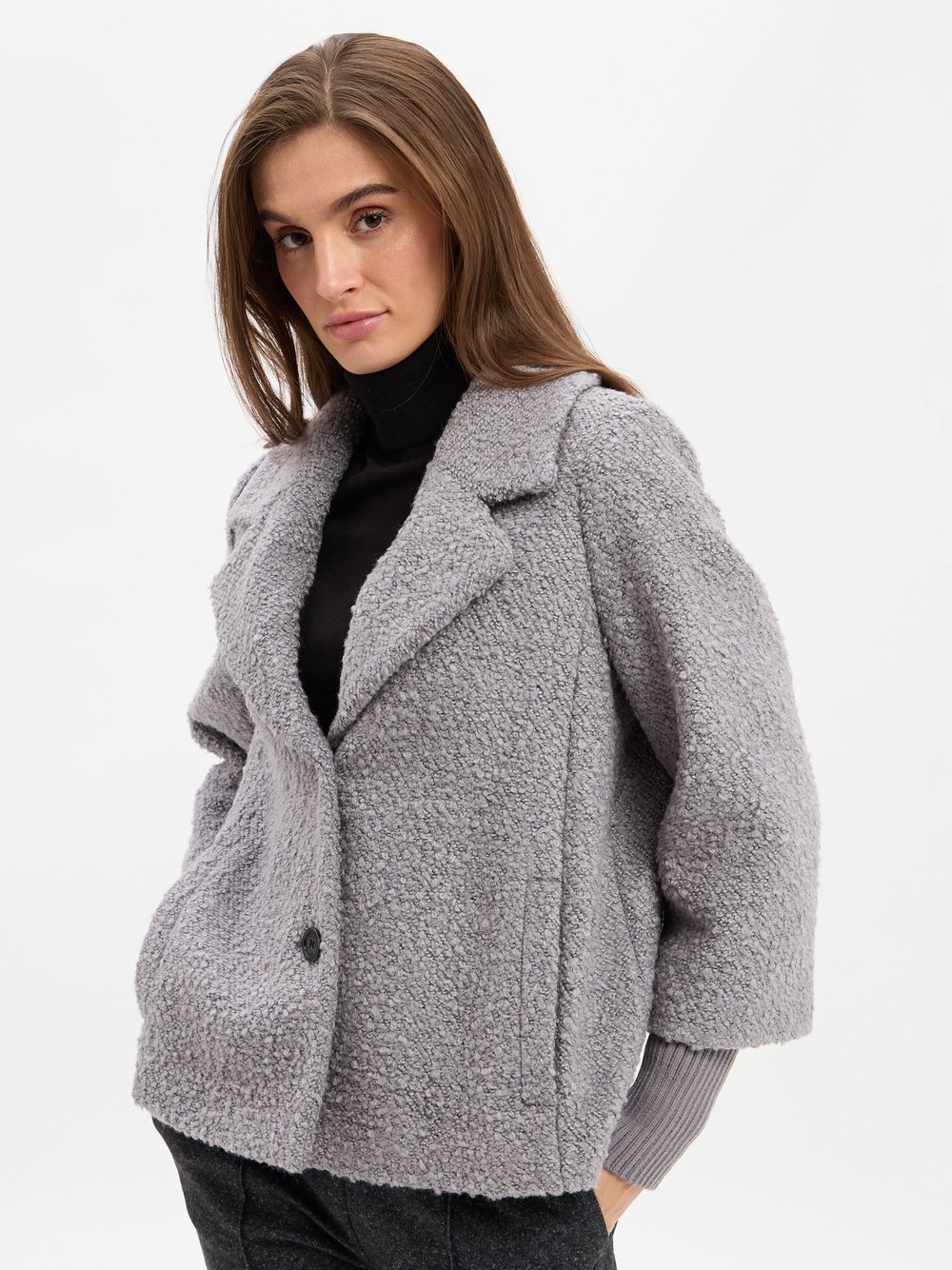 comma Jacke Damen Boucle grau meliert, 34