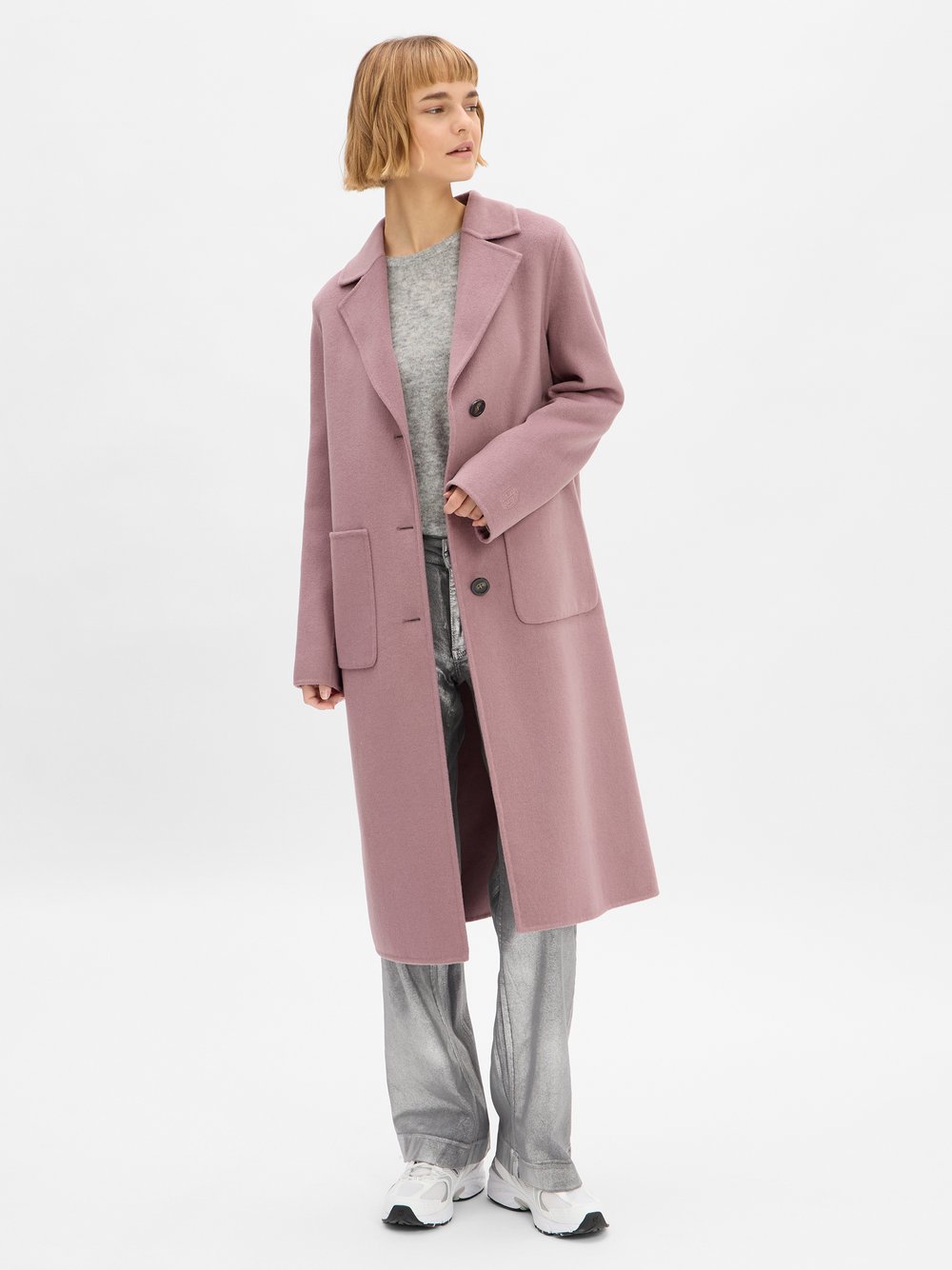comma Doubleface-Jacke mit Wollanteil Damen Wolle rosa, L