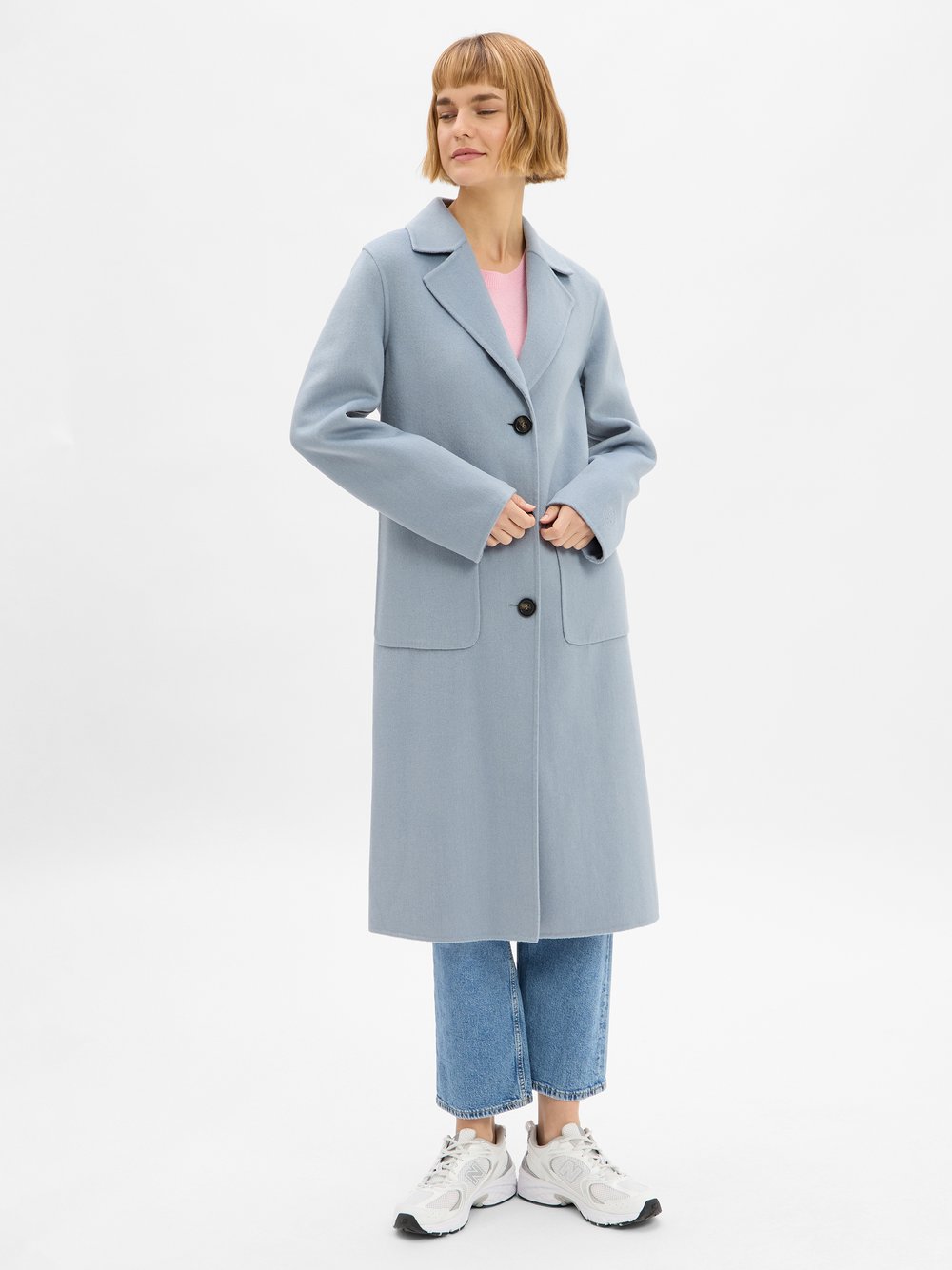 comma Doubleface-Jacke mit Wollanteil Damen Wolle blau, XS