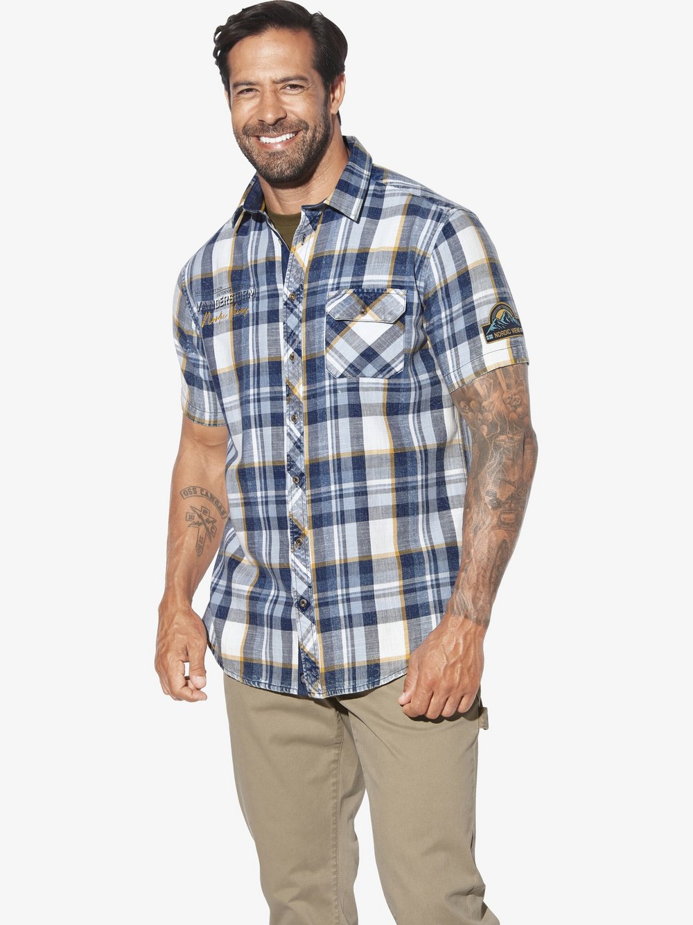 Thumbnail - Jan Vanderstorm Kurzarmhemd Herren Comfort Fit Baumwolle mehrfarbig kariert, XXXL