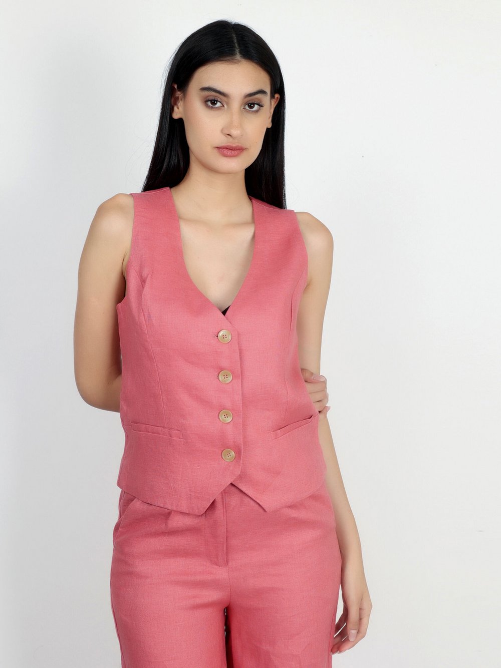 Vicci Germany Blazerweste Damen Leinen rosa, 46