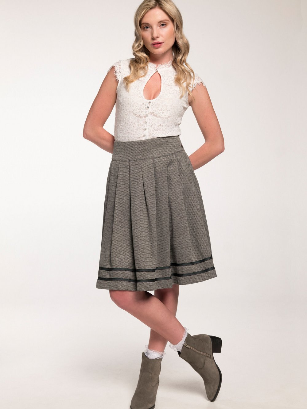 Thumbnail - Spieth & Wenksy Trachtenrock Damen grün gestreift, 40