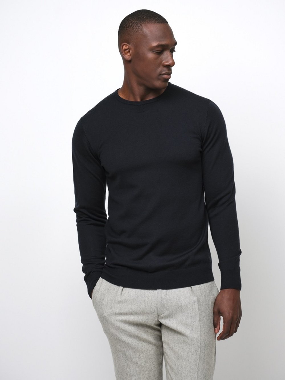 Thumbnail - Profuomo Pullover Herren Wolle blau, M